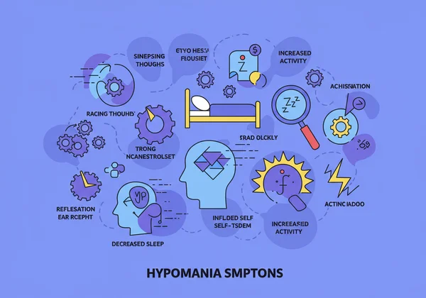 Visual cluster of common hypomania symptoms and traits