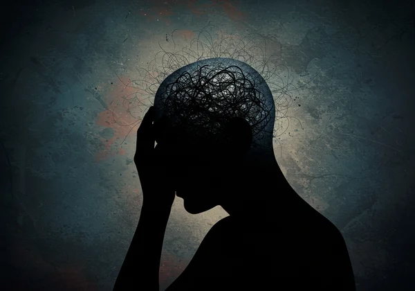 Person with agitated depression, racing negative thoughts, anxiety