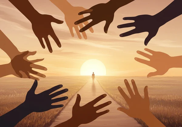 Diverse group building a mental health support system