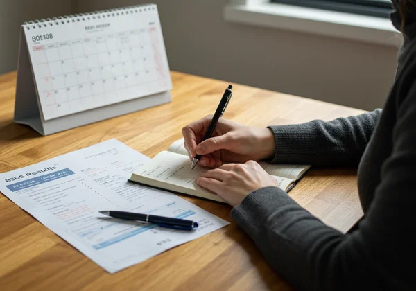 Person preparing notes for a doctor's appointment