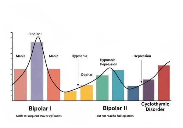 Grafico che illustra il Bipolare I, Bipolare II e Ciclotimico