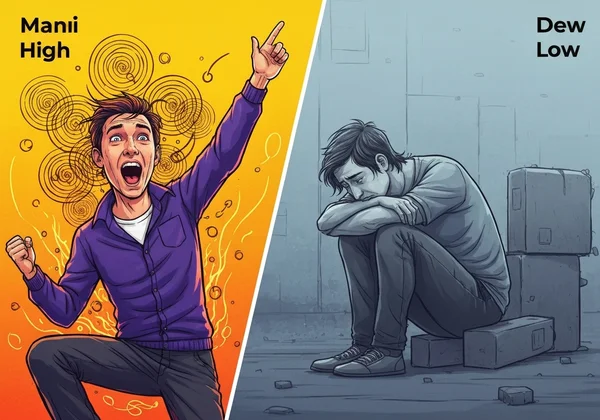 Immagini contrastanti di picchi maniacali e bassi depressivi