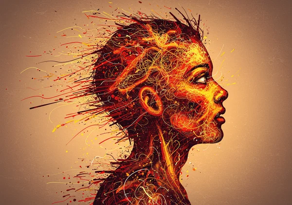 Una persona che sperimenta energia intensa e pensieri accelerati durante la mania